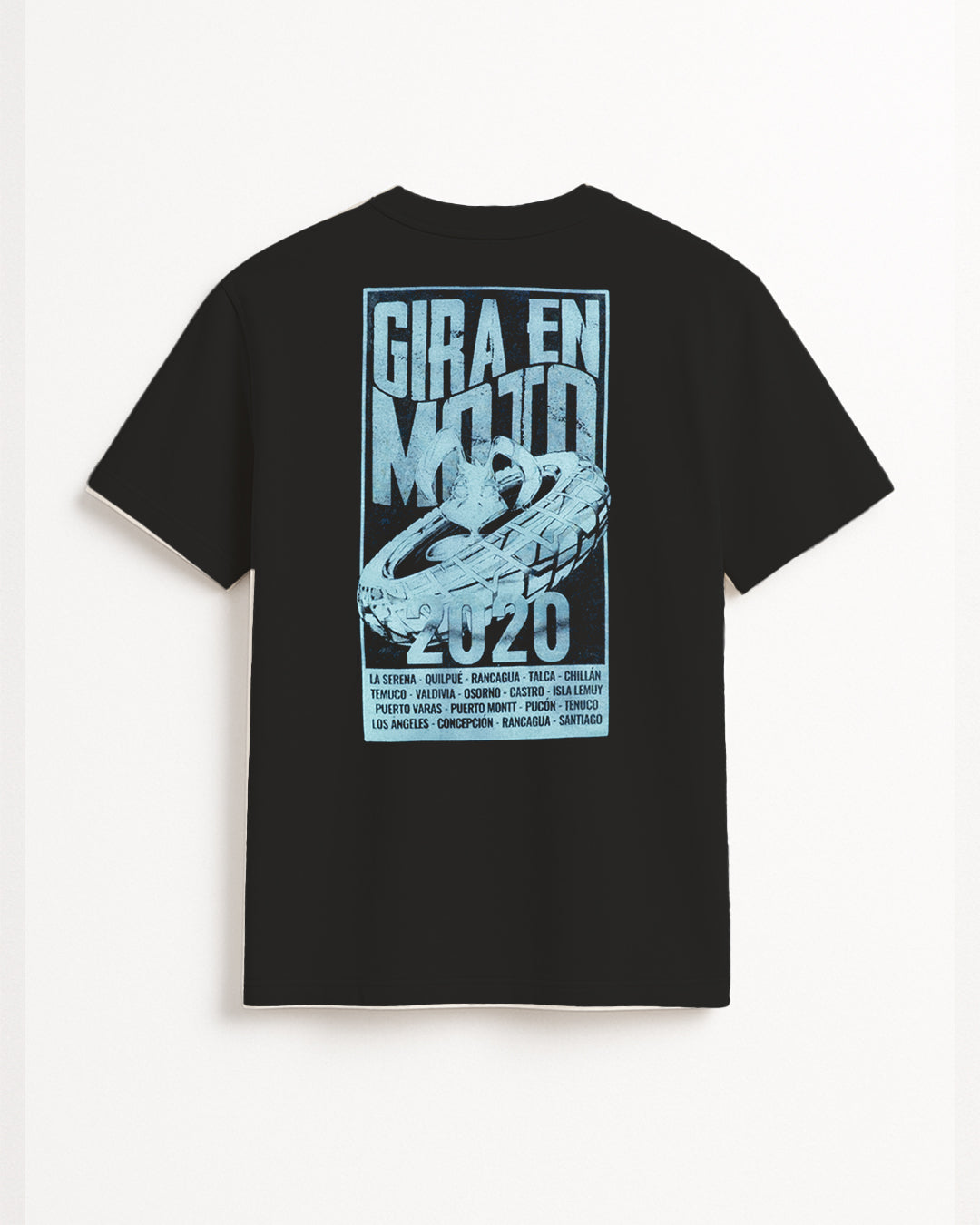 POLERA GIRA EN MOTO AZUL - DETALLE