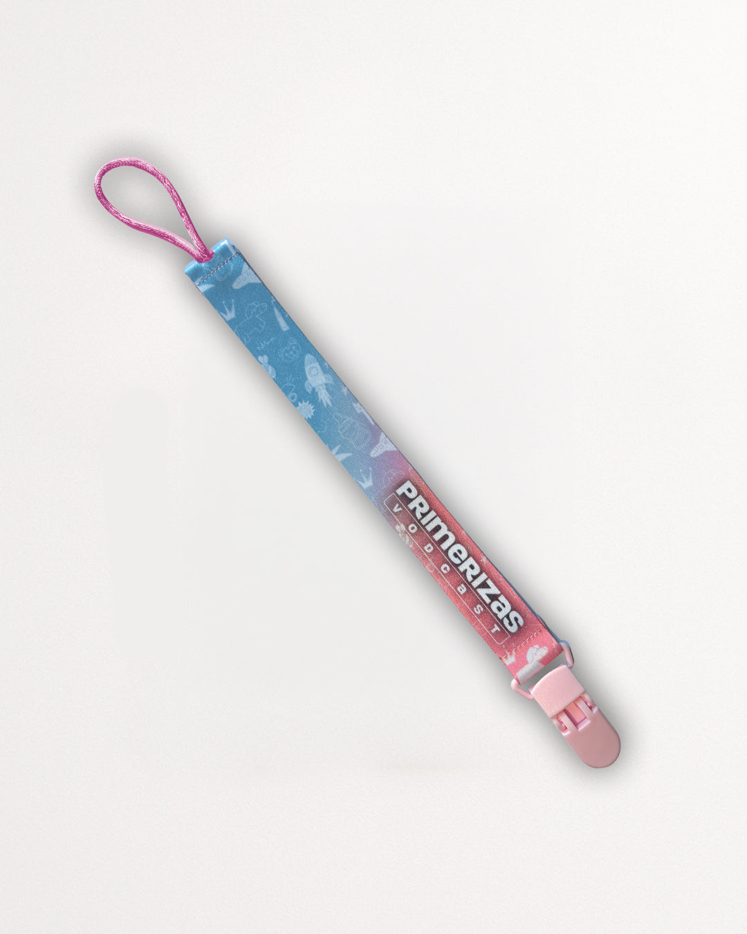 PORTA CHUPETE PRIMERIZAS DIBUJO ROSA